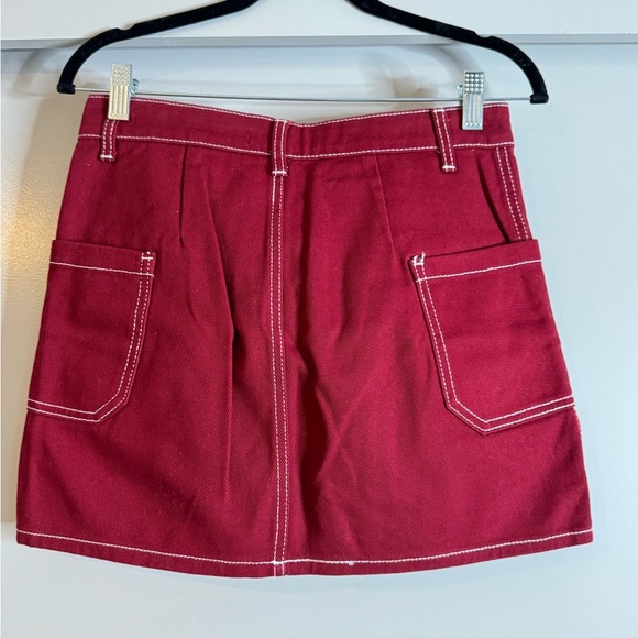 Stylish Red Denim Utility Skirt - Picture 5 of 8